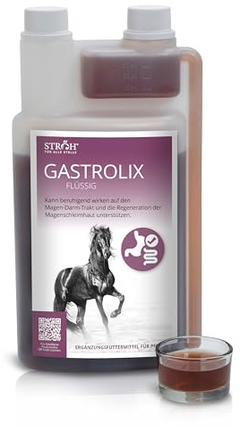 STRÖH GASTROLIX (1l) • Stabilisierung des Magen-Darm-Trakts für Pferde • Magenkräuter Pferd • Magensaft für Pferde zuckerfrei • Natürlicher Magenschutz für empfindlichen Pferdemagen