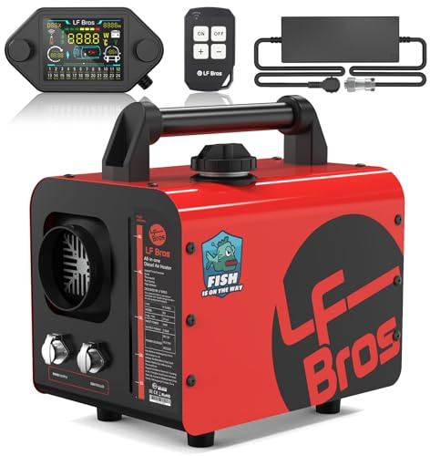 LF Bros Calentadores Diesel 5kw, 12V/220V Calefacción de Diese Portátiles, Versión de Meseta del Calentador de Aire de Estacionamiento, con Interruptor LCD de Tiempo (Rojo/para la Pesca Sobre Hielo)
