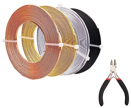 1Set 3mm 5mm Flache Aluminium Draht Metall Lünette Streifen Draht mit Carbon Stahl Seitenschneider DIY Schmuck handgemachte Erkenntnisse Kit (Color : 4rolls 3mm)
