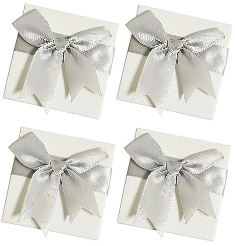 Mtaajin 4Pcs Small Gift Boxes 7.5x7.5x3.5cm Jewellery Display Gift Boxes with Bow-Knot, Jewelry Gifts Boxes for Wedding Jewellery Display Valentine's Day