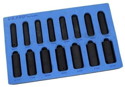 US PRO Tools 15PC 3/8 DR 6PT Deep Impact Socket Set Metric 8-22MM 3831