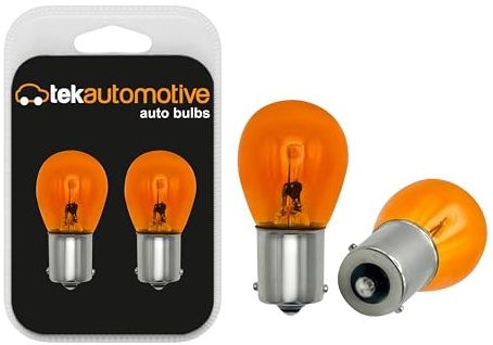 Tek Automotive 343 Blinkerlampen, orangefarben, bernsteinfarben, Autolampen, Kontrollleuchte, 382Y, 12 V, 21 W, BA15S, gerade Füllstandstifte, Doppelpack