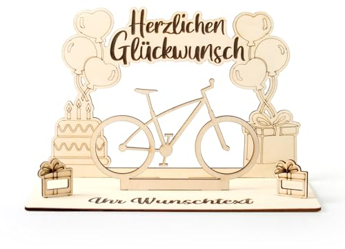 Kreative Feder Dekorativer 3D Geldgeschenk-Aufsteller „Fahrrad“ zum Geburtstag – personalisierbar mit Wunschtext (mit Personalisierung)