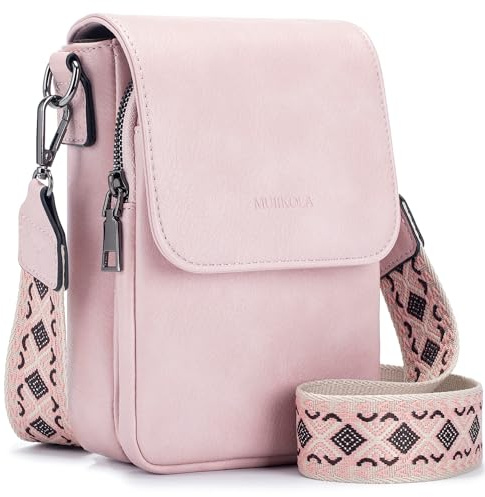 MUIIKOLA Handytasche zum Umhängen，RFID-Blockierung große Kapazität Handy Umhängetasche Damen Veganes Leder，Handytasche mit Geldbörse zum Umhängen，umhängetasche damen Breiter Gurt