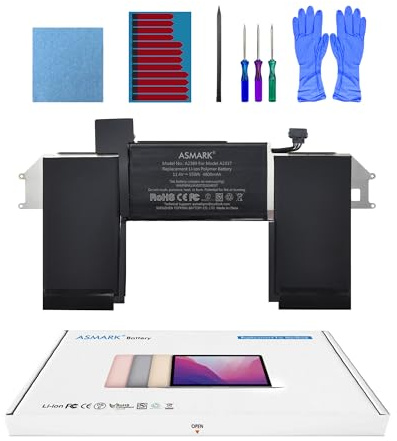 ASMARK Akku für MacBook Air A2337 M1 2020, 13 Zoll, A2389 Laptop Batterie | 11,4V 4800mAh 55Wh, EMC 3598, bis zu 1000 Zyklen, Werkzeugset, Installationsanleitung