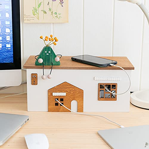 Kabelbox Groß,Steckdosenbox Kabelsammler Aufbewahrungsbox,Kabelmanagement,FüR KabelfüHrungs Ladekabel Aufbewahrungsbox,LadegeräTe & Steckdosenleisten Sowie Kabel Zu Verstauen,Gefertigt Aus Holz