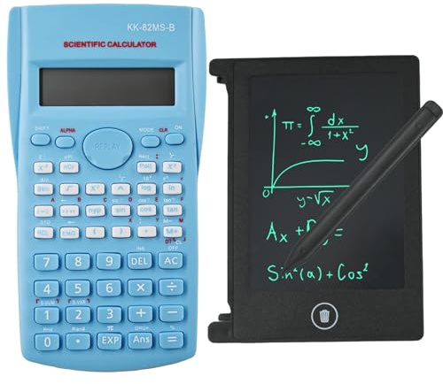 KK-82MS-D Bärbar vetenskaplig miniräknare med 4,4 tums LCD-raderbar skrivplatta, ingenjörsvetenskaplig miniräknare med 240 funktioner två-linjig display för kontor, studenter skolstart