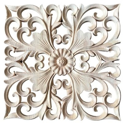 BLacOh Zierleisten Holz Holzgeschnitzte Onlay-Applikationen, Tischler-Rahmenaufkleber, Möbeldekoration, Holzhandwerk, dekoratives Blumenornament Holzornamente (Size : 20cm)