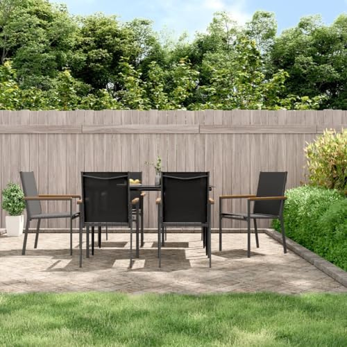 Tidyard 7-TLG. Garten Essgruppe 6 Personen, Gartenmöbel Set, Tisch mit Stuhl, Terassenmöbel, Gartenlounge, Textilene und Stahl