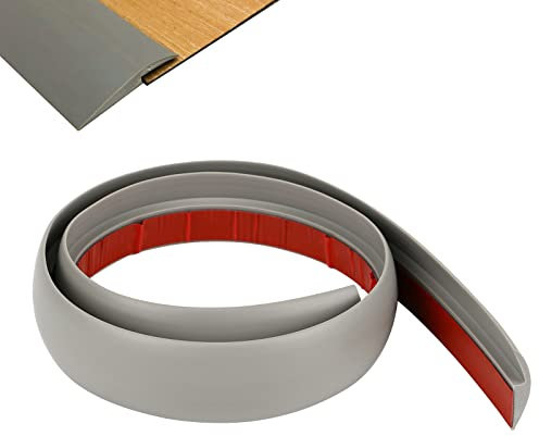 Perfil de transición de PVC, perfil de compensación para alfombras, riel de transición, perfil de ajuste, listones de acabado de suelo irregulares, gris, altura de 5 mm x longitud 3 m