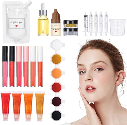 Lipgloss Making Kit, Lippenpflege Geschenk Für Freundin, Lippenbalsam Selber Machen, Lipgloss Set Mädchen Selber Machen, Lipgloss Zum Selber Machen, Selbstgemachtes Lippenbalsam-Set Mit Glitzer