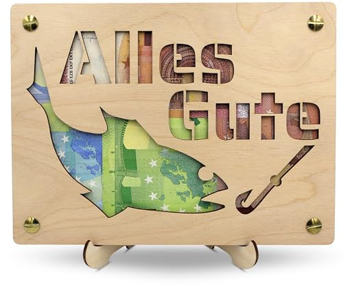 ZUKLA Verpackung für Geldgeschenke XL 20 x 15 cm - Geschenk für Angler - Geldgeschenk Verpackung Holz - Eine Originelle Idee, Geld zu Verschenken - Geschenkgutschein - Handmade