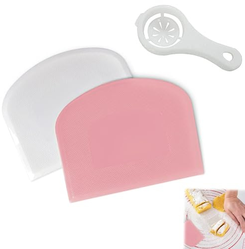 CZNBZIU Teigschaber Teigkarte Teigschneider Teigspachtel - 2 Pcs Bpa Frei Pe-Kunststoff Flexibel Kuchenschaber, Scharfe Kante Ecken Silikon Teigschaber, Anti-Rutsch Teigkarte Silikon Teigschaberkarte