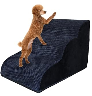 Galatée Hundetreppe, Langlebige, rutschfeste Hundetreppe, 3-Stufige Hunderampe Für Hohe Betten Oder Sofas, Weiche Haustiertreppe Für Verletzte Hunde, Ältere Haustiere, Kleine Katzen(Schwarz)