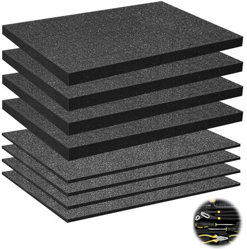JABNOW Rasterschaumstoff Würfelschaum 400 x 300 x 2.5 mm/ 400 x 300 x 10mm Werkzeugkoffer Schaumstoff, Werkzeug Foam für Werkzeugkoffer Kamerakoffer und Koffereinlage