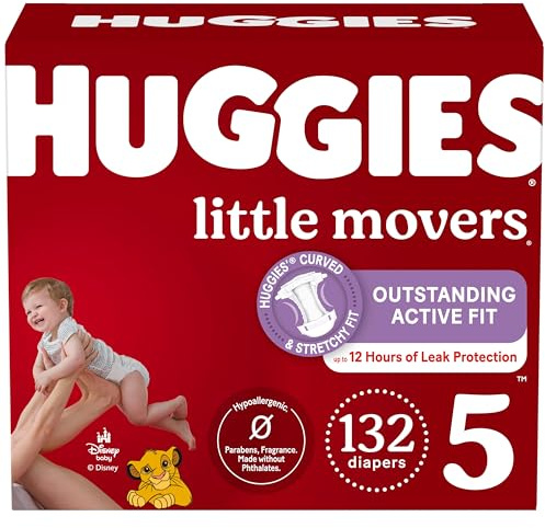 Huggies Little Movers Babywindeln Größe 5, Größe 5, 132 Stück, Verpackung kann variieren
