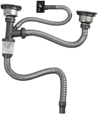 KESOTO Tubo de Desagüe para Lavabo, de Drenaje, Doble Lavabo, Instalación Sencilla, Manguera para Desagüe