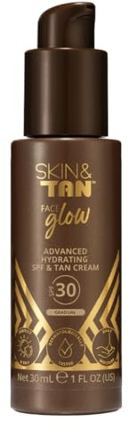 Skinny Tan - Face Glow Advanced Hydrating SPF & Tan Cream – Daily Tinted Moisturiser with SPF Protection, Natural Sun-Kissed Glow, Gradual Self Tanner for Face, Hydrating & Lightweight Formula - 30ml
