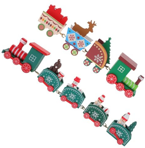 Alasum 2sätze Holzeisenbahn-weihnachtszug Party-deko Für Zuhause Geschäft Schaufenster Weihnachtstischdekoration Als Geschenk Für Junge Mädchen