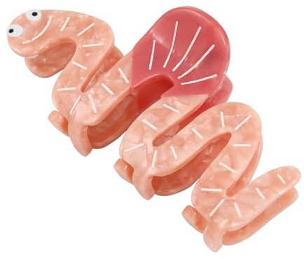 Pince à cheveux ver de terre rose en acétate Design visage souriant Pince à cheveux pour femmes filles Cadeau