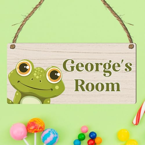 Personalised Cute & Colourful Sea Animals Theme | Personalised Children's Bedroom Sign | 9 Animal Designs To Choose | From Door & Room Name Plaque (Frog)