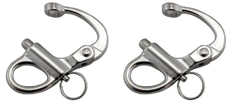 Eye Snap Grillo, 35 mm in acciaio inox, gancio fisso a sgancio rapido, gancio di ancoraggio fisso per barca a vela drizza nautica yacht vela, confezione da 2