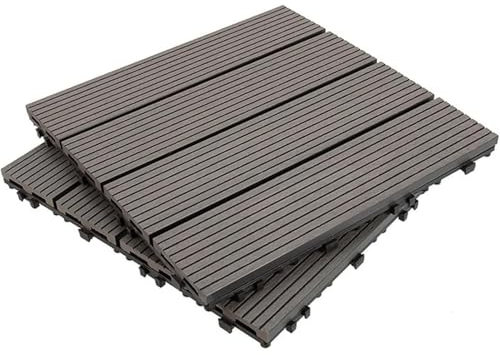 SDKFJ Dalles de terrasse emboîtables, 11,8 x 11,8, 11 pièces, 1 m², revêtement de Sol extérieur imperméable et résistant, pour véranda, Piscine, Balcon, Jardin(Color:A)
