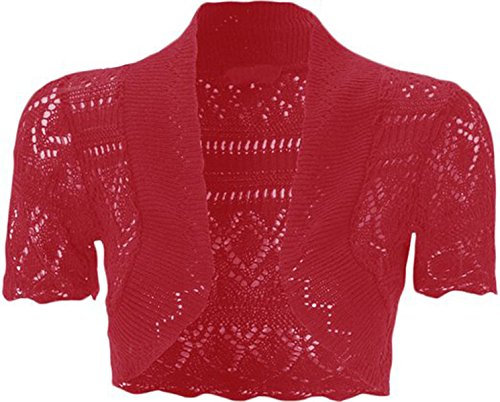 GOSTYLES® Girls Short Sleeve Knitted Bolero Shrug, Kids Summer Cover Up Front Open Cropped Cardigan Sweater (Fuchsia, 9-10 Years)