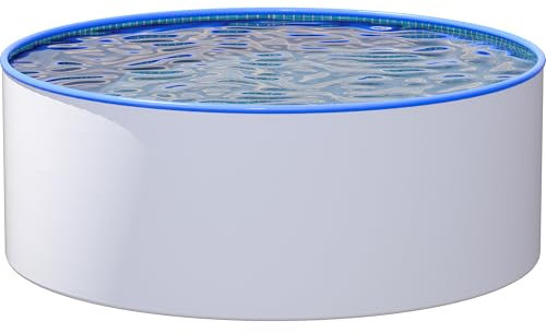 poolomio® Stålväggpool, rund Ø 500 x 150 cm | Hyllpool för trädgård och terrass | Robust trädgårdspool, galvaniserad stålrock inkl. mosaik, poolfolie och skimmer