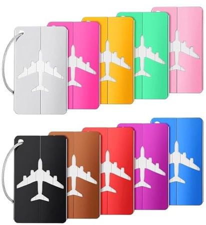 10 Stück Kofferanhänger Aluminium, Aluminium Gepäckanhänger,für Reisetaschen, Koffer, Rucksäcke10 Farben