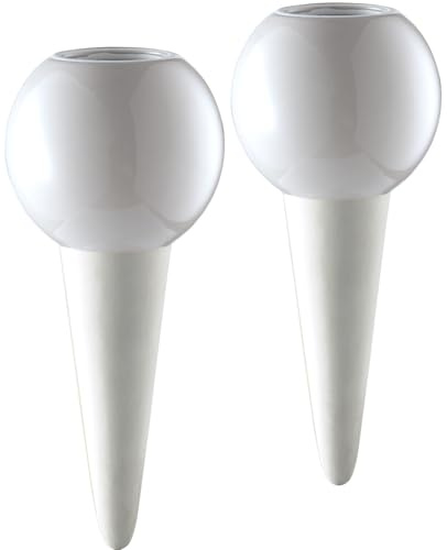 Lot de 2 distributeurs d'eau en céramique 110 ml – Élégant arroseur pour plantes, réservoir d'eau, fabriqué en UE, hauteur 14 cm