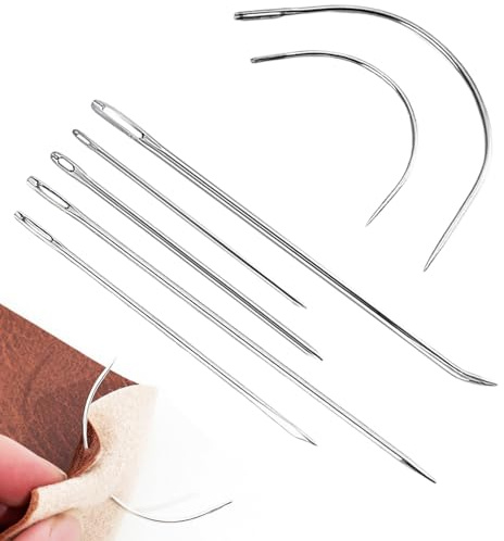 7-Piece Sewing Needle Repair Kit for Upholstery, Leather & Canvas, Heavy Duty Hand Sewing Needles Set for DIY and Household Repairs