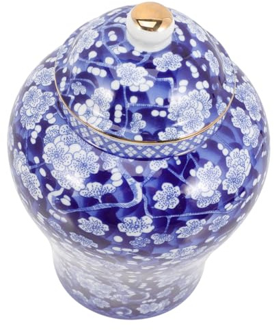 FUNNETOYU Tarro de Cerámica Azul y Blanco para Té Suelto de 1300ml Sellado Hermético, Adecuado para Almacenar Dulces y Decorar Escritorios en Regalos de Inauguración