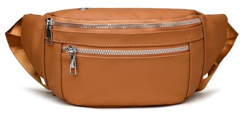 Sac Banane Sac à bandoulière de Voyage décontracté en Cuir pour Hommes et Femmes(Jaune)