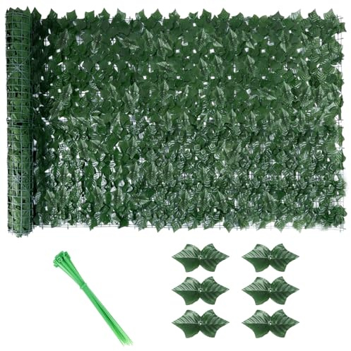 PZJFH Efeu Sichtschutz Zaun,100x300cm Balkon Sichtschutz, Künstliche Hecke Sichtschutz Garten,Sichtschutz Efeu,Hecke Zaun,UV-Beständig，Geeignet Zur Garten- und Balkondekoration(1PCS)