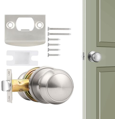 Genérico Juego De Cerradura Para Puerta Exterior - Manija De Entrada | Pomo Sin Llave Para Recamara Sala Casa Apartamento Escuela Guarderia Seguridad Interior Exterior