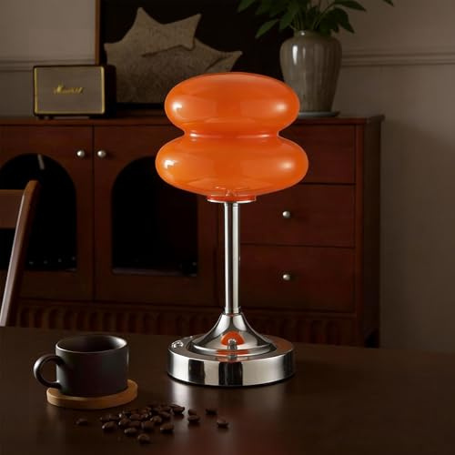 Zoeger Cordless Mushroom Lamp Table Lamp for Bedroom, Battery Operate Mini Modern Mid Century Lamps,Unique Aesthetic Home Living Room Decor