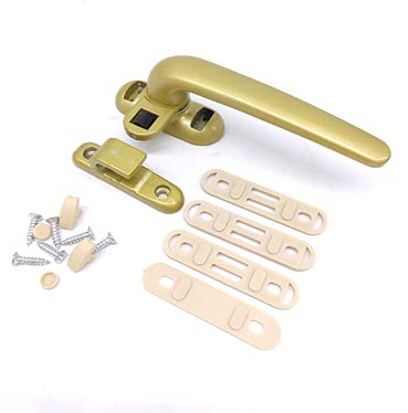PVC Fenstergriffe Abschliessbar Verdickter, Rechts/Links Langlebiger Flügelfenster-Radgriff Mit Schloss-Home-Schiebetür-Fenster-Hardware(Golden,Left)