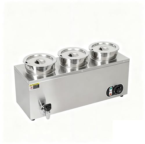 Pentola in acciaio inox, scaldavivande a vapore da 4 l, con temperatura regolabile da 30 a 85 °C e protezione per l'ebollizione, ideale per buffet