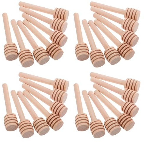 BESPORTBLE 48 Bâtonnets à Miel en Bois Mini 8 CM Cuillères pour Mélanger Miel et Confiture Agitateur Rainuré Naturel Réutilisable pour Thé Pâtisserie et Usage Domestique Réutilisable