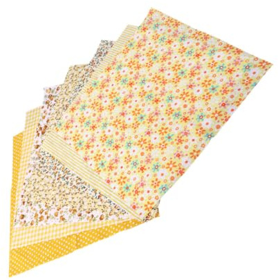 Kichvoe Back To School Party 7 Pezzi di Stoffa per Patchwork in Puro Cotone Giallo a Piccoli Fiori, per Decorazioni e Progetti di Quilting Fai da Te