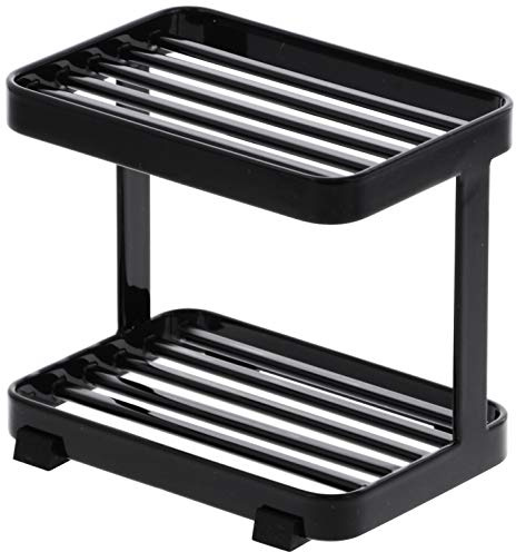 Yamazaki 3602 Tower 2Tiered Soap Tray, Black, Steel, 11 x 7.5 x 9.5 cm