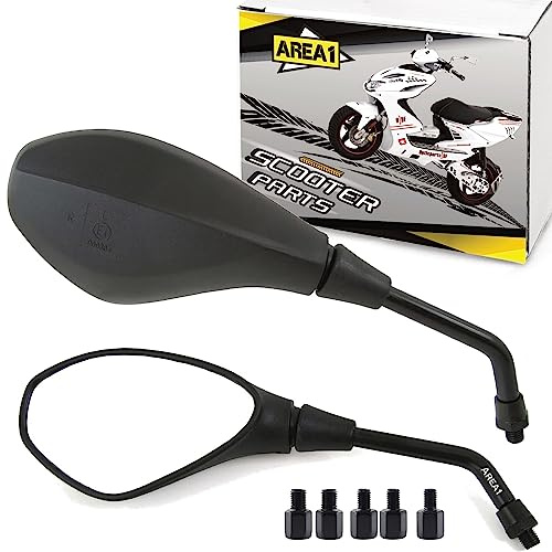 Universal skoterbackspegel spegel set, E-testad (svart, 2 x M8 högergänga + 1 x M8 vänster gänga) (GN-R)