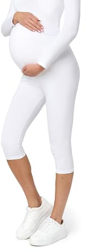 Be Mammy Dams 3/4 Moderskap Leggings Tights BE20-229(Vit, S)