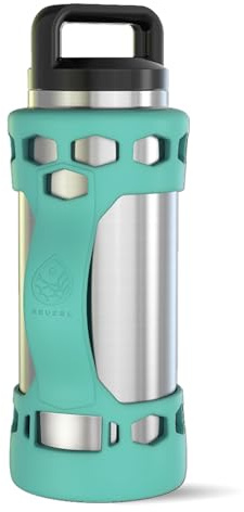 REUZBL Bouteille Bumper Protection Housse en Silicone avec poignée pour Yeti Rambler Flasque, 737,1 Gram 1 020,6 Gram, Vert d'eau, 36oz