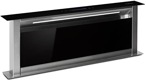 Klarstein Downdraft Cappa Aspirante 90 cm, per Cucina Con Flusso d'Aria 576m³/h, 10 Modalità di Aspirazione della Ventola, ad Incasso con Ricircolo, Sottopensile Classe A +