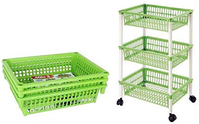Carrello per Verdure Tontarelli Smontabile Plastica 3 Cassetti (40 X 29 x 62 cm) Verde