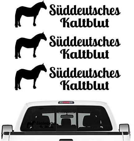 siviwonder Süddeutsches Kaltblut Aufkleber 3er Set Pferdeaufkleber Pferd reiten Auto Folie Farbe Schwarz, Größe 30cm