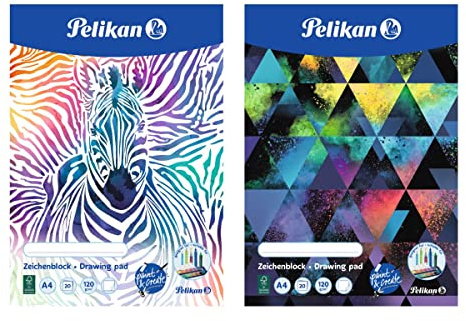 Pelikan 236782 Zeichenblock A4, 20 Blatt, Motive sortiert - keine Motivauswahl möglich!, 1 Stück