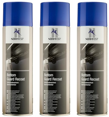 Normfest Bottom Guard Recoat – Überlackierbarer Unterbodenschutz mit Rost- und Steinschlagschutz, Abriebfest, schnelltrocknend und temperaturbeständig für PKW & Nutzfahrzeuge – 3X 500ml